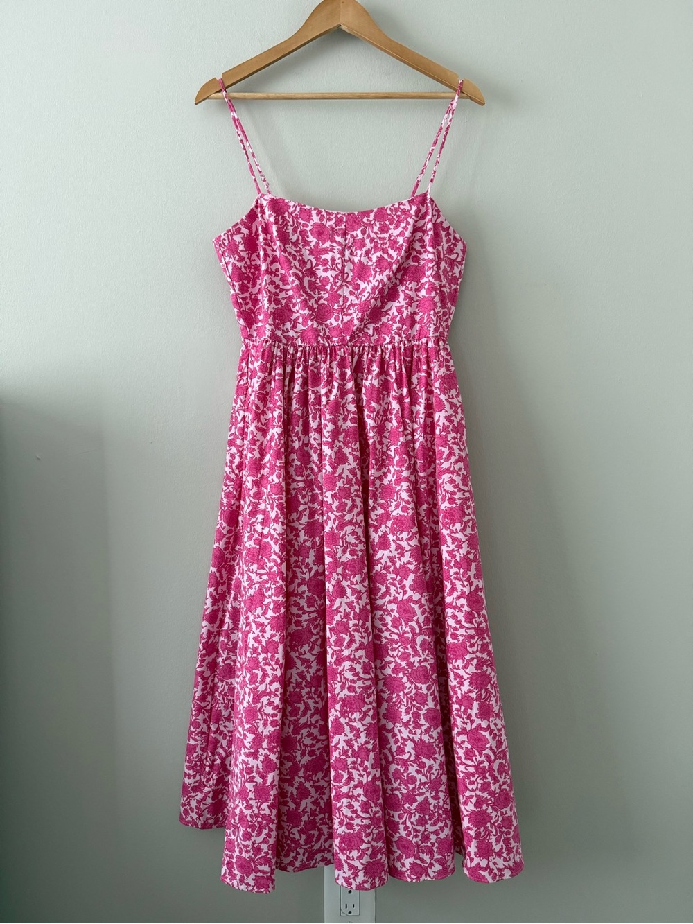 NWT - J. Crew - A-line Cotton Poplin Midi Dress in Rosebud Floral Cupcakes Blush - Picture 4 of 12